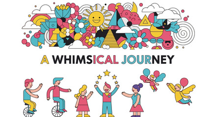 Naklejka premium Vibrant Illustration Featuring Playful Characters and Imaginative Doodle Elements for Creative Projects and Whimsical Storytelling Concepts