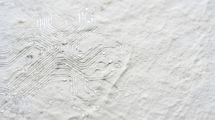 Fototapeta premium Circuit Board Texture: Abstract close-up of a circuit board pattern etched onto a textured surface, evoking a sense of technology and intricate design.