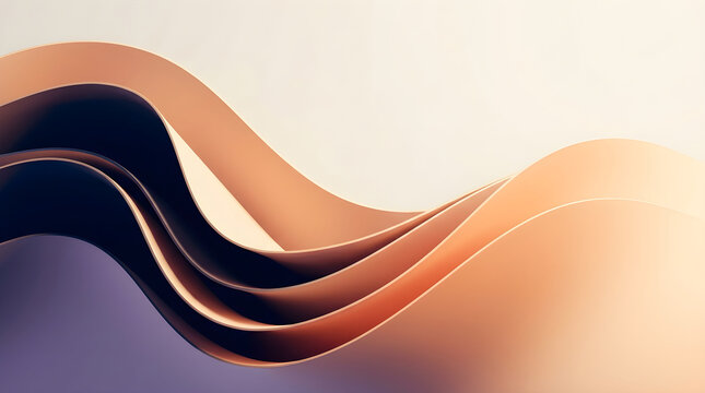 Abstract Wavy Layers with Smooth Peach Purple and Cream Curves on a transparent background