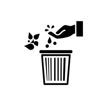 Proper Waste Disposal Trash Can Graphic Icon Isolated on White Background
