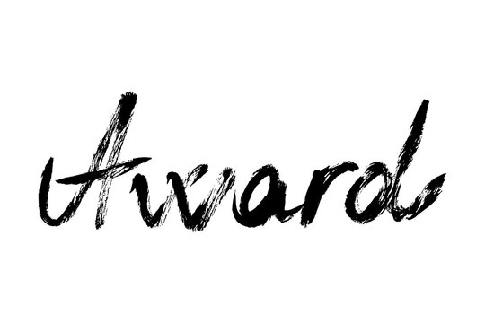Award Text Hand Drawn Lettering. Grunge vector brushstroke calligraphy for certificates, celebrations, achievements, posters and graphic design.