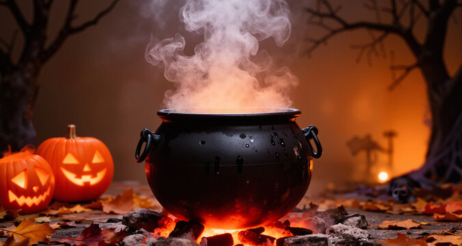 a steaming cauldron for halloween
