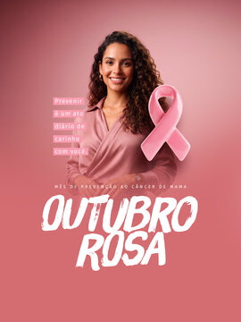 Outubro Rosa C&acirc;ncer de Mama Post Card Insta Template Banner