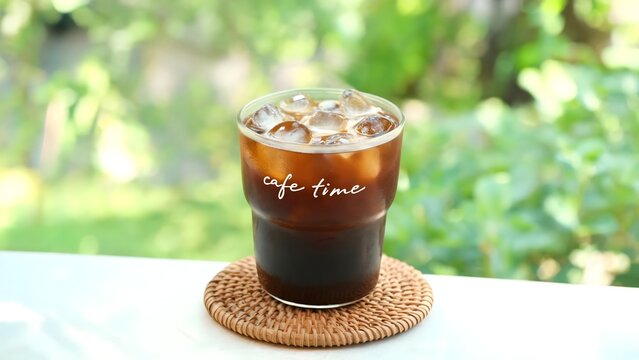 Iced Coffee on Woven Rattan Coaster