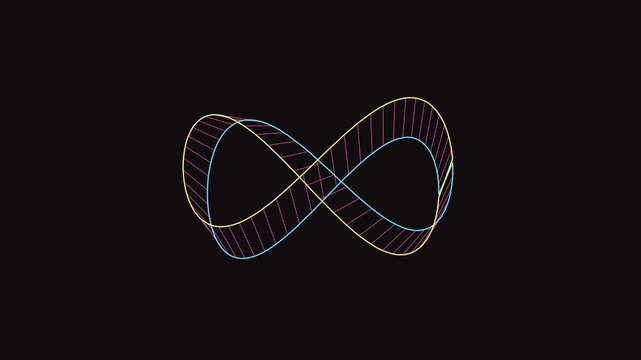 Neon Infinity Mobius Strip Mathematical Topology Ribbon 4K Loop