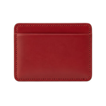 Premium red leather card holder wallet isolated on transparent background