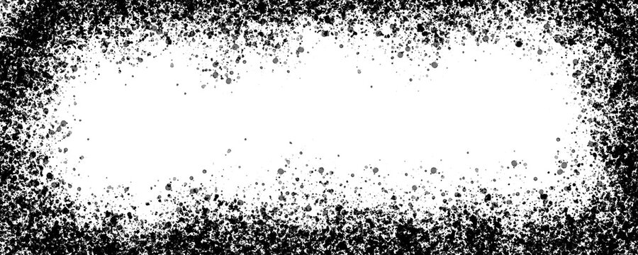 Black ink splatter frame border for artistic photo decoration and graphic projects.