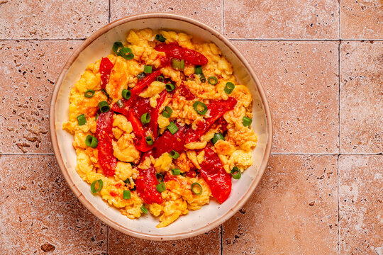 Chinese scrambled eggs with tomatoes.