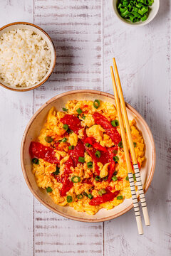 Chinese scrambled eggs with tomatoes.