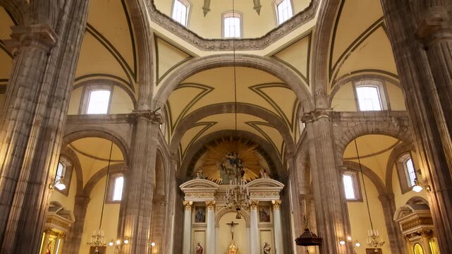Mexico City Metropolitan Cathedral Interior Central Nave Dome And Altar