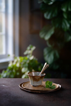 Cup with two spoon 