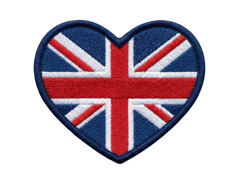 Heart shape with british union jack flag design isolated on transparent background