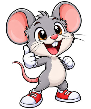 Cute cartoon mouse mascot character with playful expression