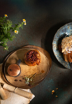 Pastry croissant and coffee 