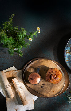 Pastry croissant and coffee 