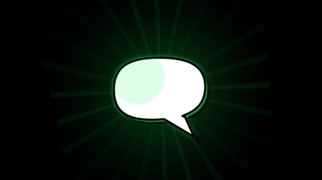 Glowing Speech Bubble Chat Icon with Green Light Rays