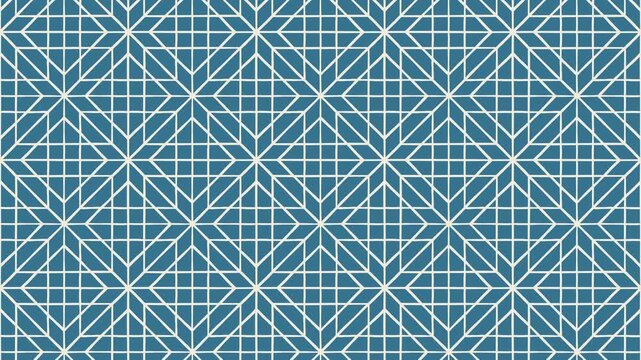 Blue and white geometric tile pattern moves downward in a seamless loop, creating an animated background with a repeating decorative design.