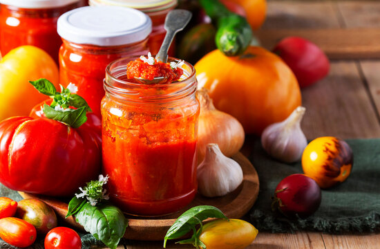 Hot tomato sauce, adjika, salsa, passata or marinara.