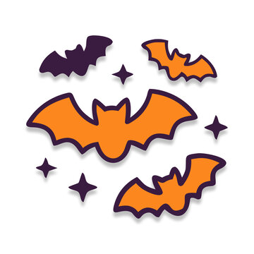Halloween Flying Bats and Stars Cluster Icon Transparent PNG