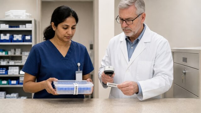 Two clinicians double check barcode medication administration