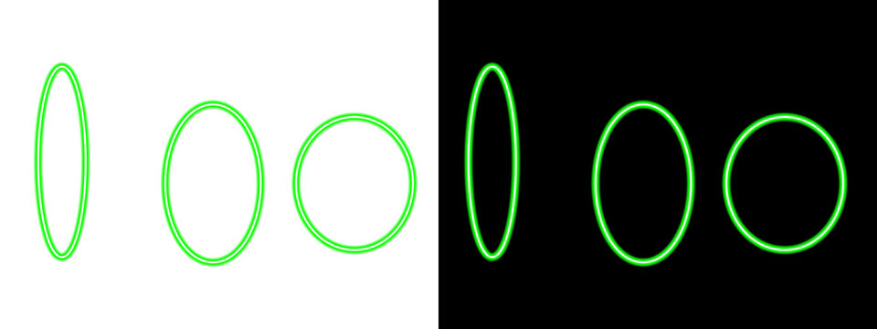 Neon green glowing circles and ellipses illustration