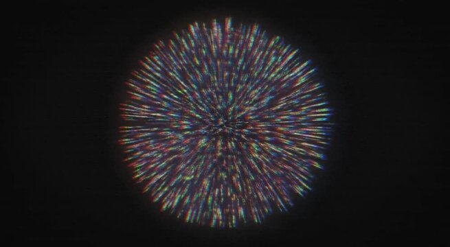 Abstract chromatic burst with prismatic light rays and digital glitch effect
