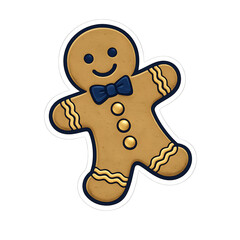 Obraz premium A gingerbread figure, die-cut sticker, deep navy and antique brass