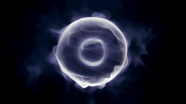 Abstract Blue Smoke Ring with Soft Neon Glow.
