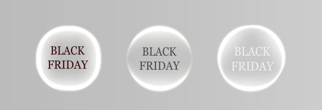 Black Friday, vector background for sale, discount, advertising, banner or poster. Price tags on hologram, in circle, png.	
