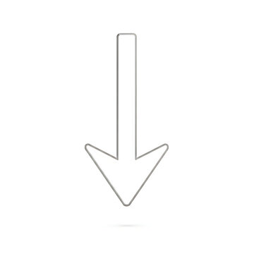 Simple thin line down arrow icon isolated on white background