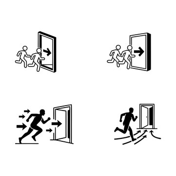 Emergency exit run people icon design