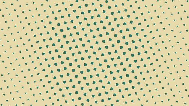 Teal squares increase and decrease across a warm beige surface in a measured diagonal rhythm, producing a sophisticated geometric texture for interiors, branding, and print.