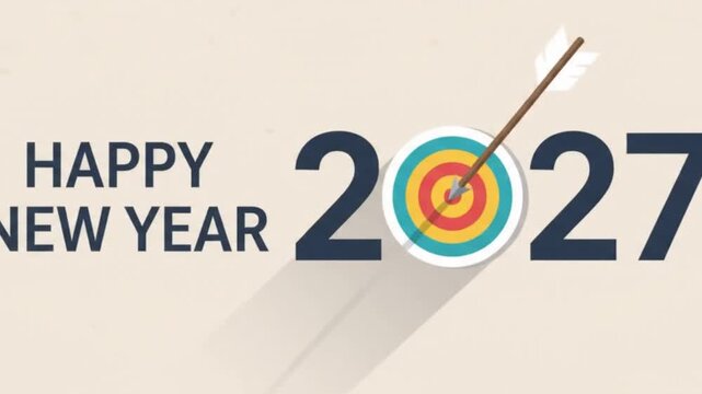 Minimalist happy new year 2027 greeting design with large numbers on a clean background