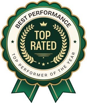 Top Rated Best Performer Green Gold Award Badge