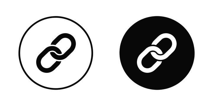 Chain link icon vector isolated on circle background featuring modern connection symbols for web interfaces, networking, hyperlinks, digital communication, and technology design projects