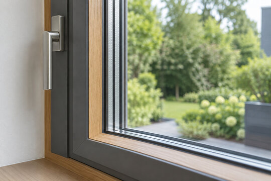 Modern triple glazed energy efficient window detail