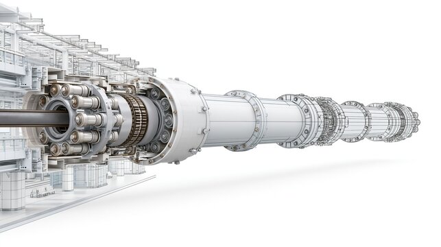 Industrial Power Plant: Detailed View of Turbine Components