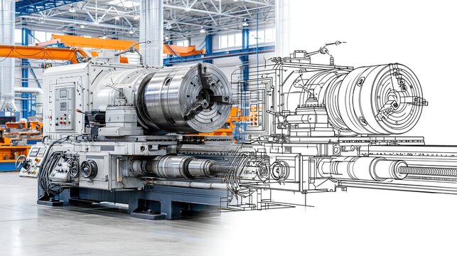 Industrial Precision Lathe in Motion