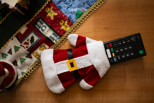 Close Up TV Remote Control in Miniature Santa Claus Suit Holder