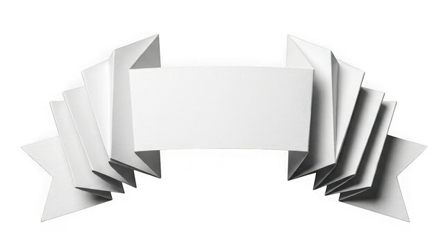 Accordion folded paper banner ribbon with zig zag edges isolated on transparent background