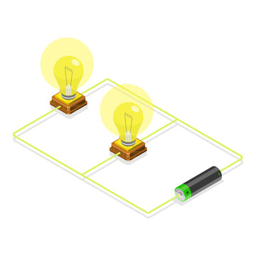 3D Isometric Flat  Illustration of Parallel Circuit. Item 2