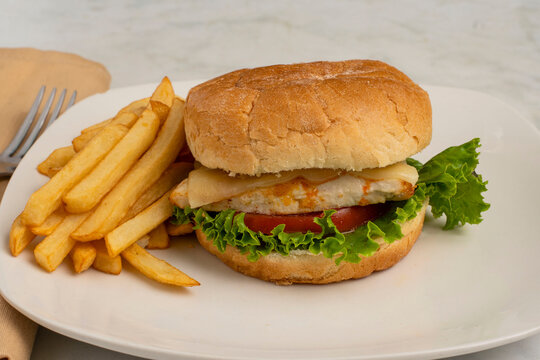chicken sandwich  with french fries