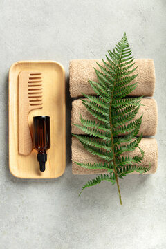Spa Wellness Flat Lay with Fern, Towels, and Natural Products