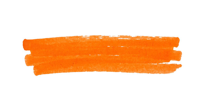 Bright orange marker stroke with textured brush effect on white background
