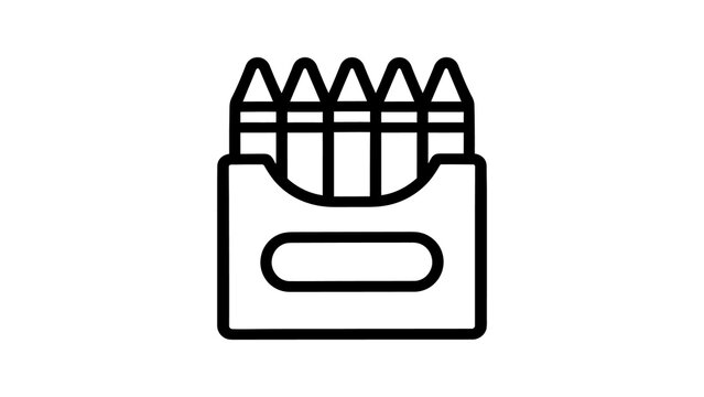 Colorful crayon box icon featuring sharp tips for artistic drawing fun.