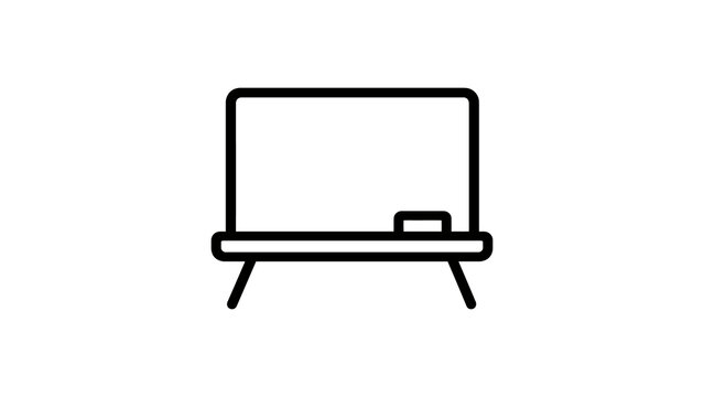 Classroom blackboard outline vector icon with chalk for teaching aid.