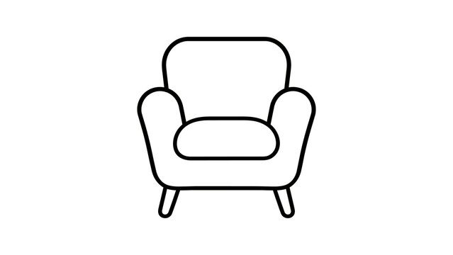 Comfortable single armchair line drawing for home interior design.