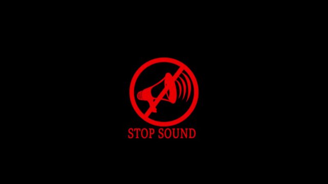 Digital icon stop and warning stop sound icon animation. Warning or prohibition symbol. Simple red color stop traffic circle sign with the big black hand symbol for no entry.