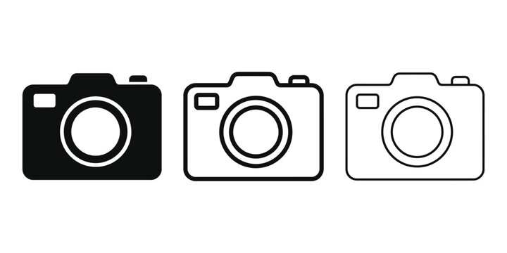 Camera icon silhouette vector outline and line art