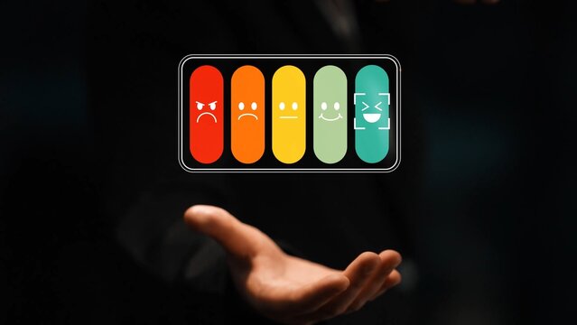 Representation of emotional feedback with colorful icons showing a range from anger to happiness, demonstrating human emotions in a modern context Gluon.